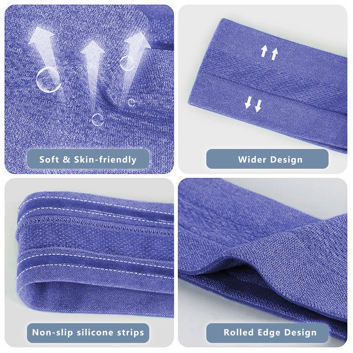 No Damage Stretchy Headbands Moisture-Wicking Quick-Dry for Sports Running Yoga Workouts Unisex