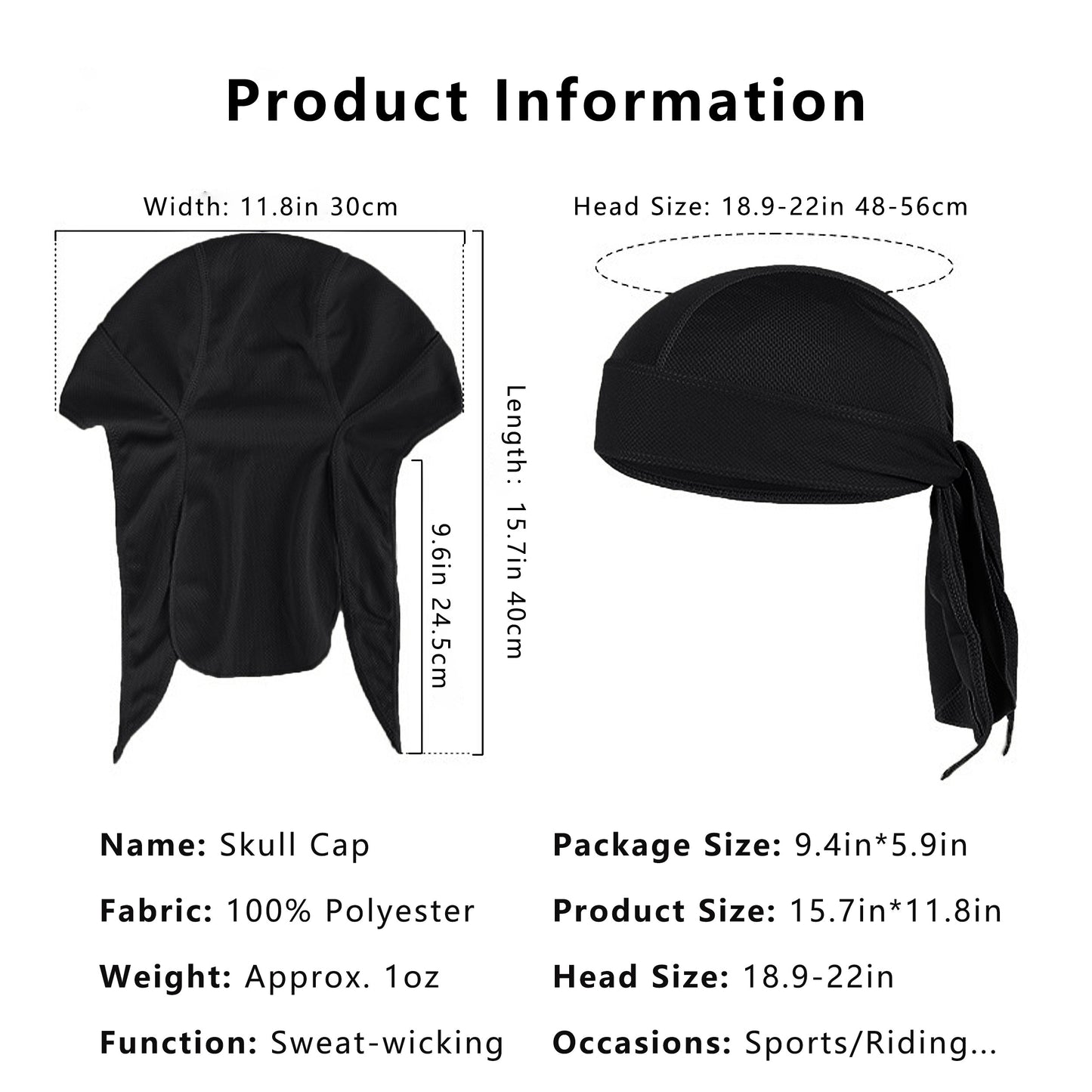 Sweat-Wicking Quick-Dry Skull Cap Cycling Hat Pirate Hat Bandana Head Wrap for Men and Women Sports