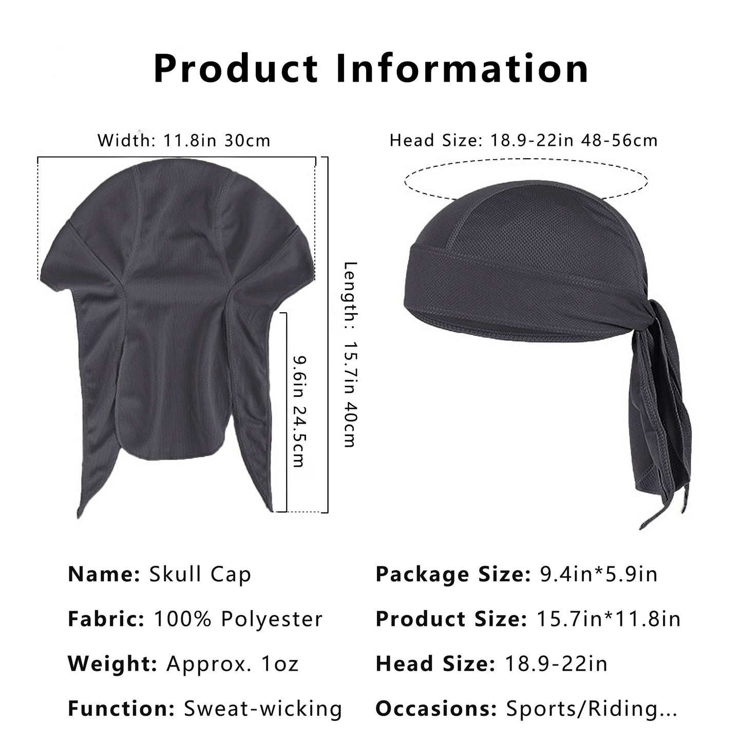 Sweat-Wicking Quick-Dry Skull Cap Cycling Hat Pirate Hat Bandana Head Wrap for Men and Women Sports