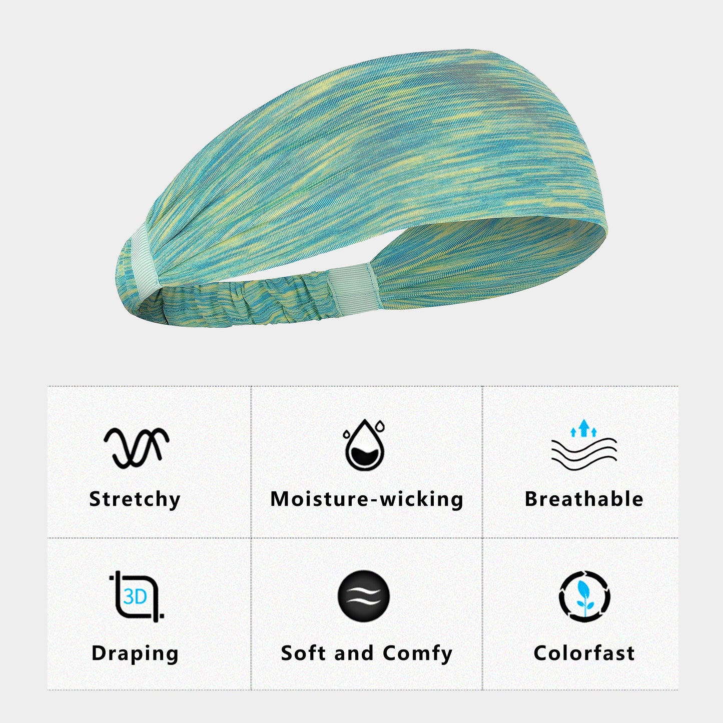 Fashion Stretchy Headbands for Sports Running Yoga Workouts Moisture-Wicking Quick-Dry Unisex