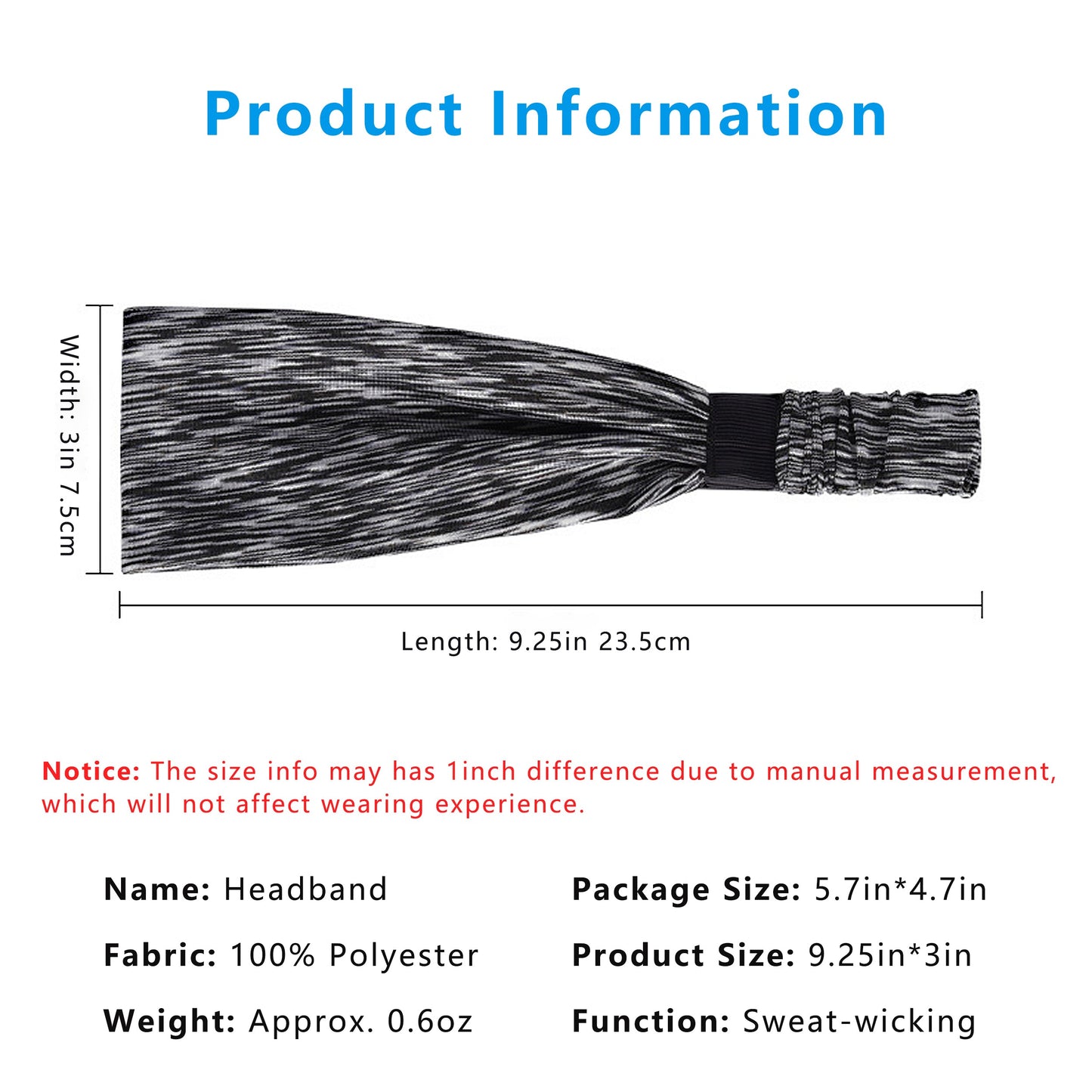 Fashion Stretchy Headbands for Sports Running Yoga Workouts Moisture-Wicking Quick-Dry Unisex