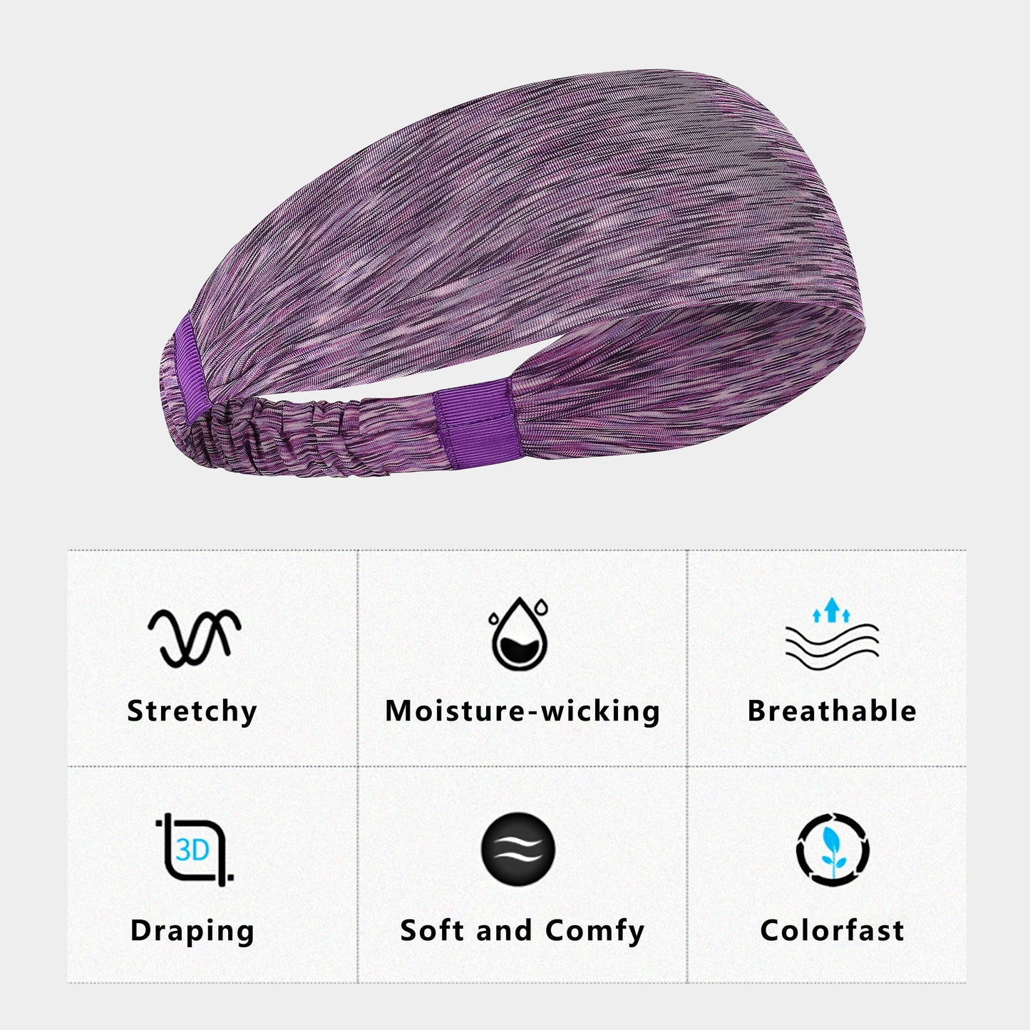 Fashion Stretchy Headbands for Sports Running Yoga Workouts Moisture-Wicking Quick-Dry Unisex