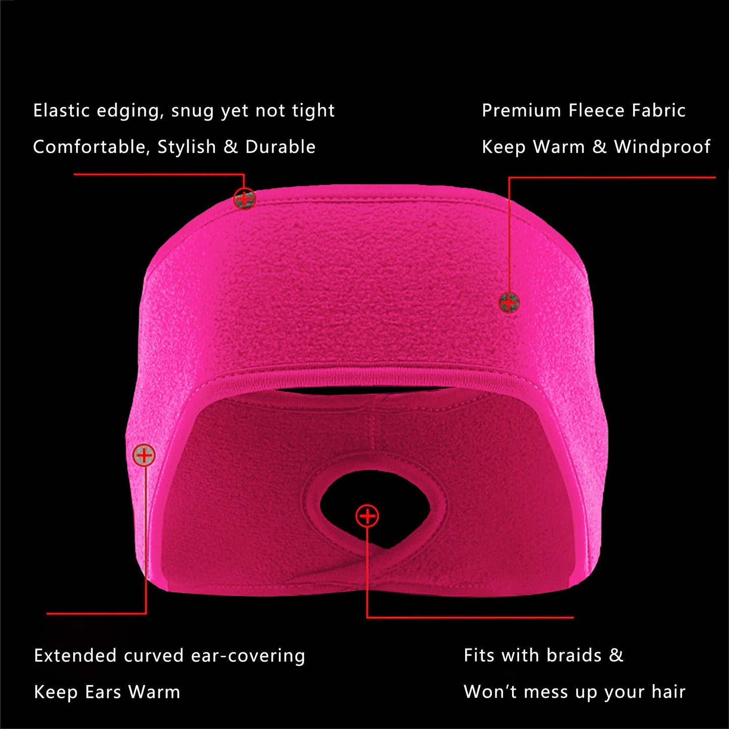 Ponytail Fleece Headband Winter Ear Warmer Moisture-Wicking Windproof for Running Outdoor Sports