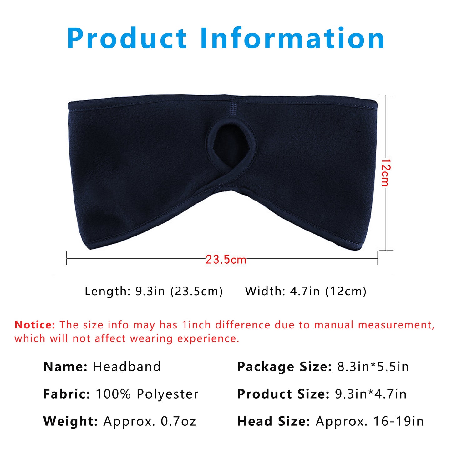 Ponytail Fleece Headband Winter Ear Warmer Moisture-Wicking Windproof for Running Outdoor Sports