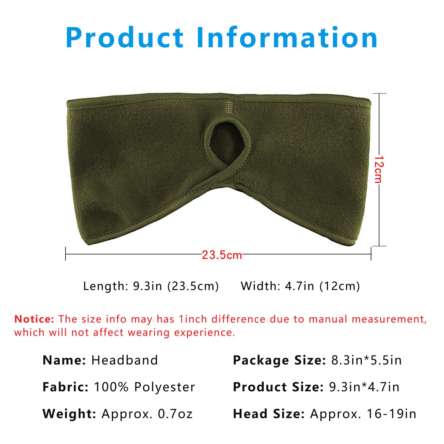 Ponytail Fleece Headband Winter Ear Warmer Moisture-Wicking Windproof for Running Outdoor Sports
