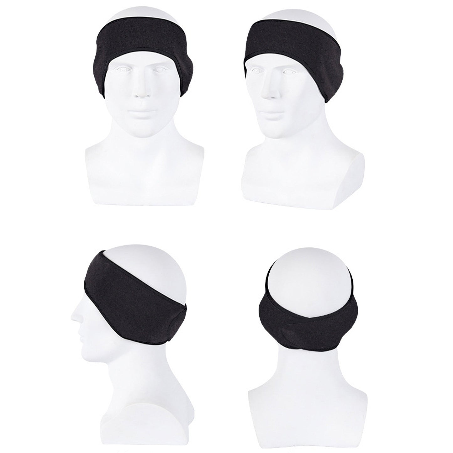 Winter Fleece Headband Adjustable Stretchy Ear Warmer Full Cover Sweatband Unisex - Velcro Design