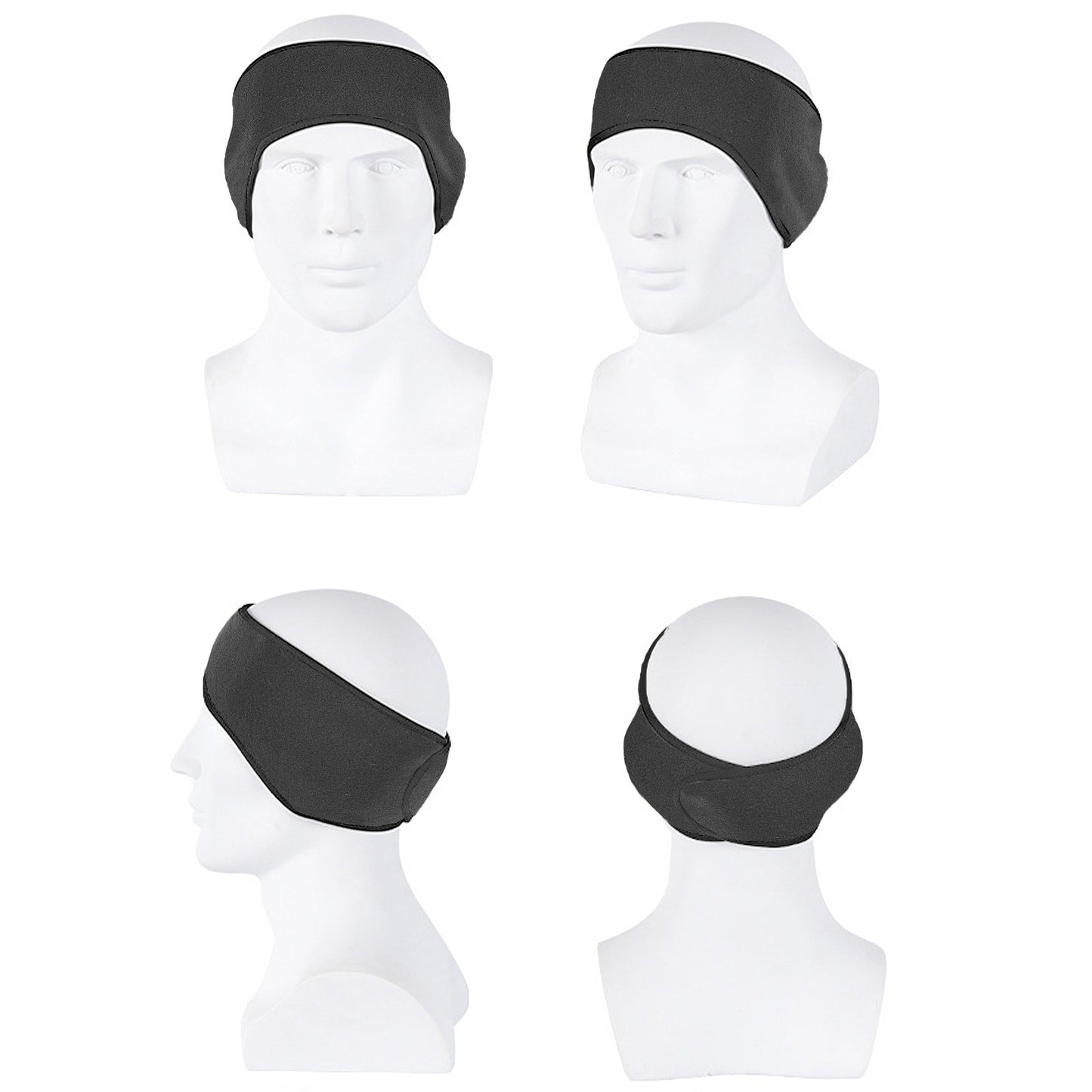 Winter Fleece Headband Adjustable Stretchy Ear Warmer Full Cover Sweatband Unisex - Velcro Design
