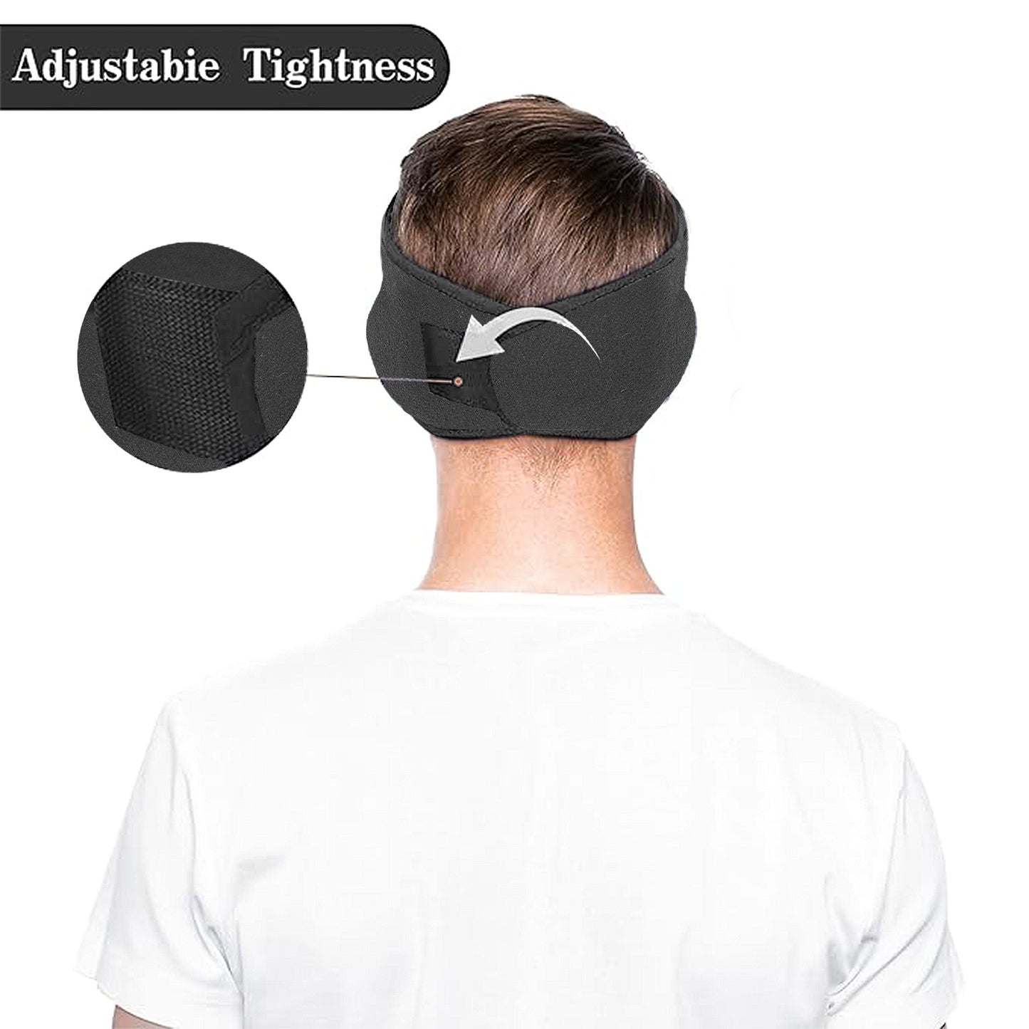 Winter Fleece Headband Adjustable Stretchy Ear Warmer Full Cover Sweatband Unisex - Velcro Design