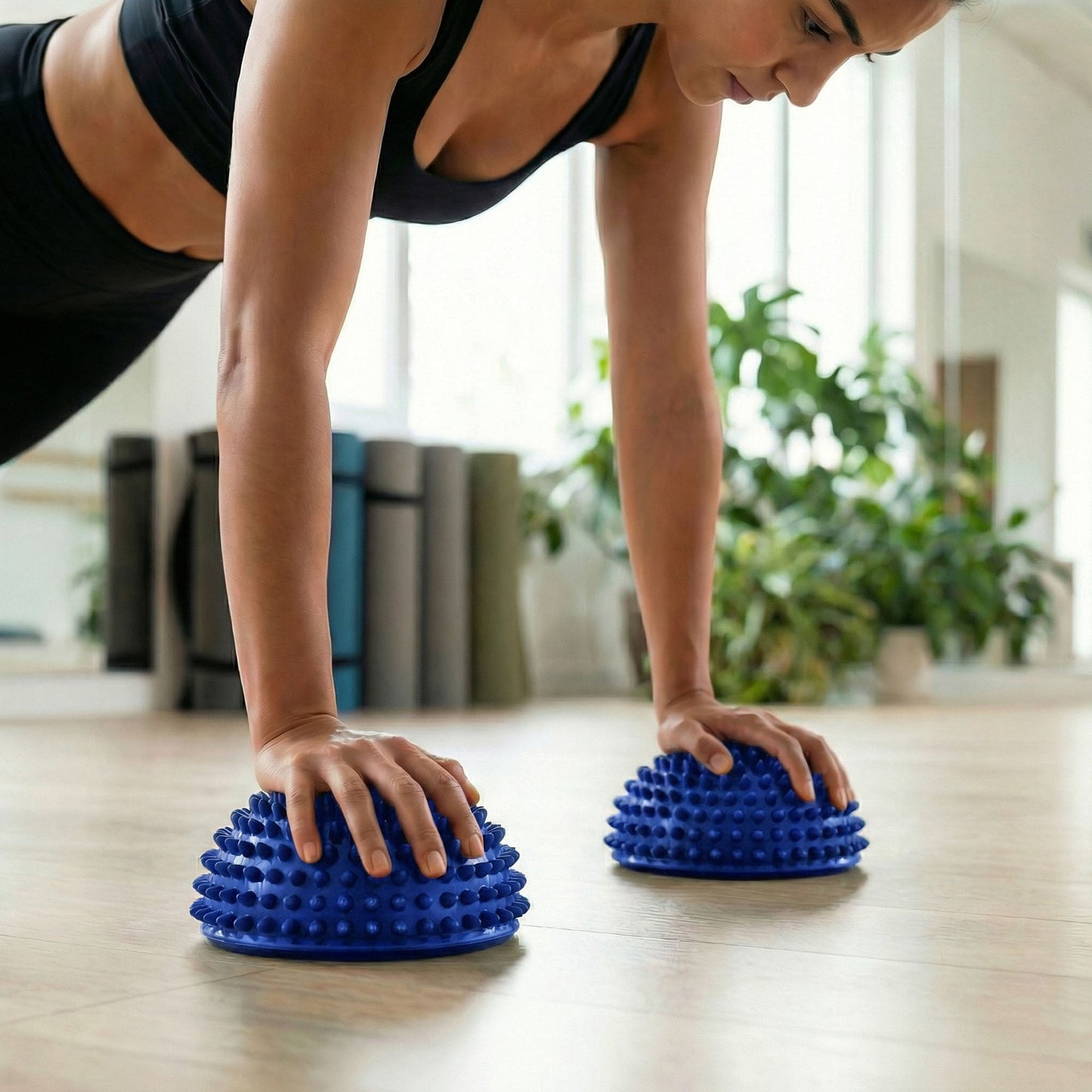 2-PC Half Balance Ball Trainer with Textured Grip Surface for Stability Core Strength