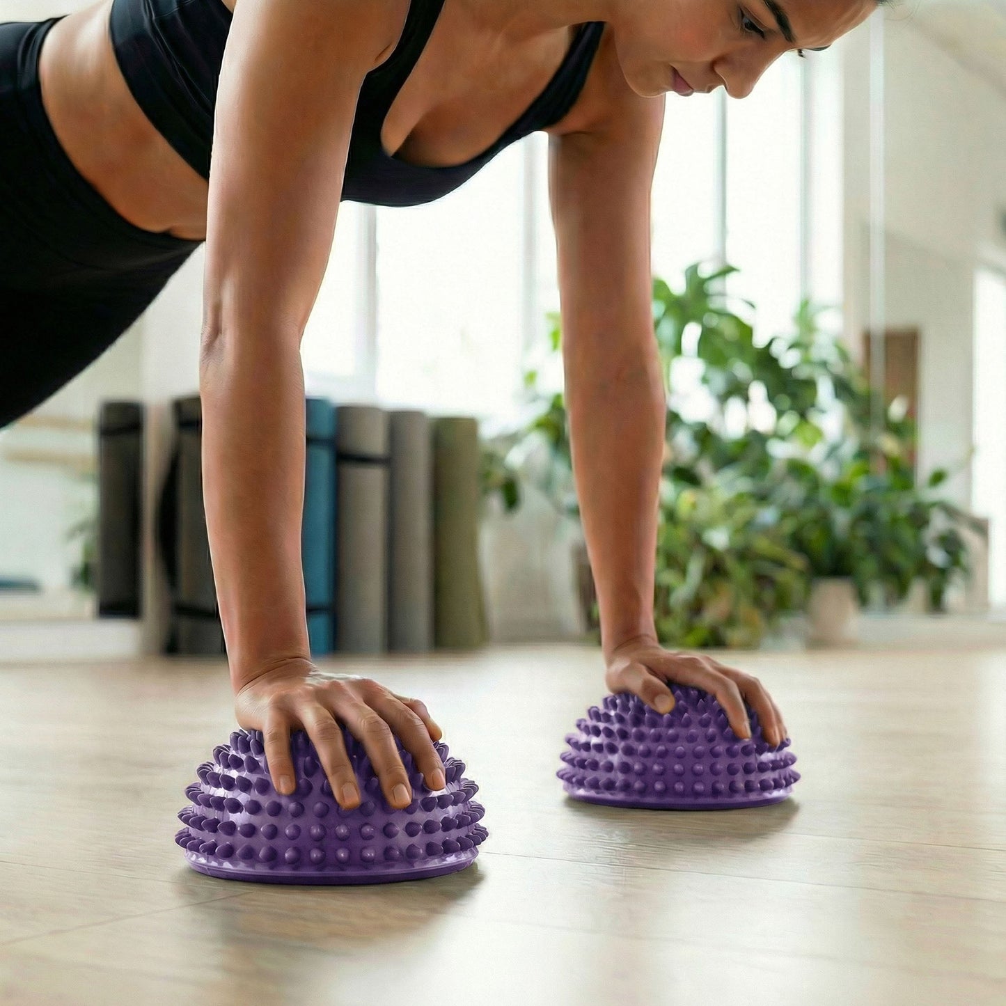 2-PC Half Balance Ball Trainer with Textured Grip Surface for Stability Core Strength