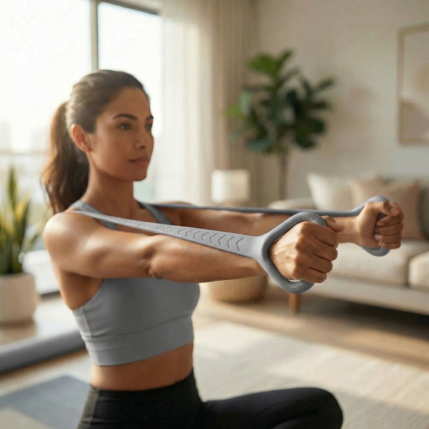 2-PC Resistance Stretch Band with Ergonomic Handles for Upper Body Strength Training