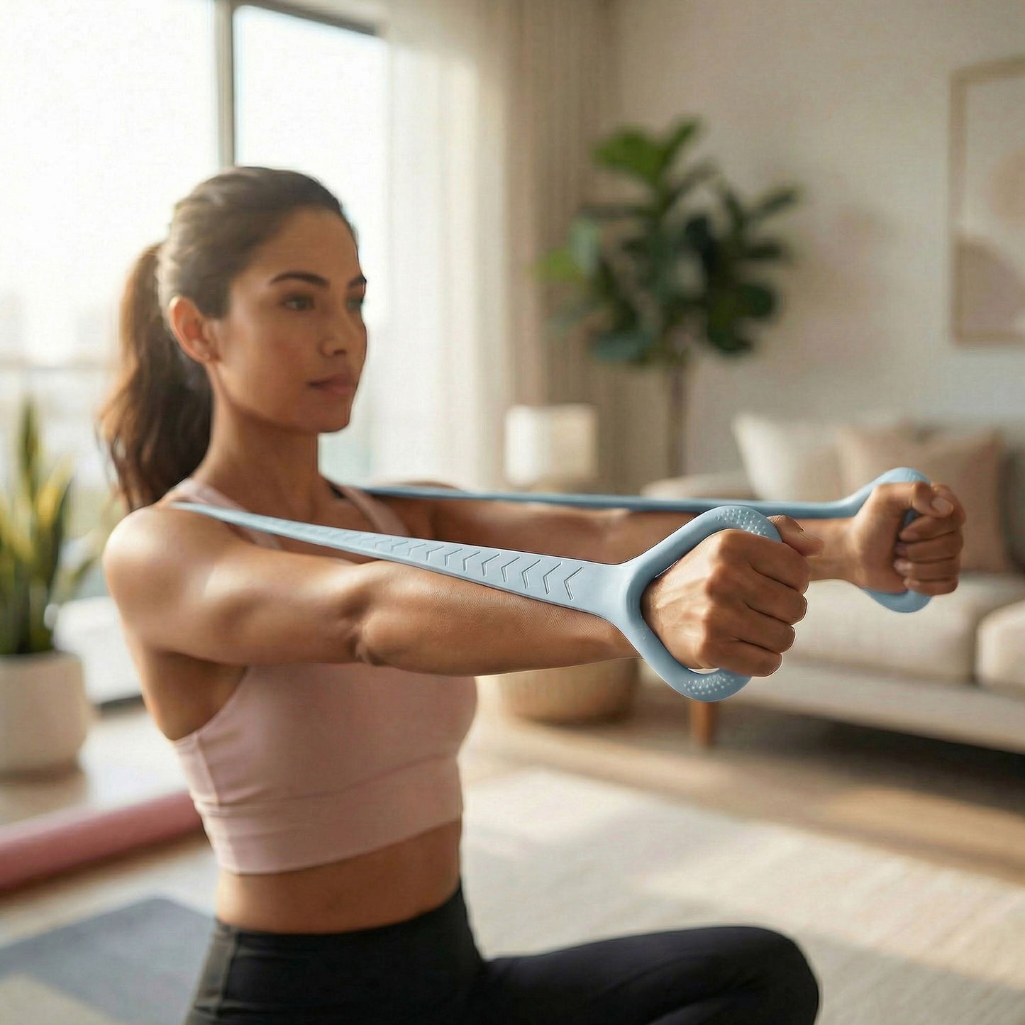 2-PC Resistance Stretch Band with Ergonomic Handles for Upper Body Strength Training