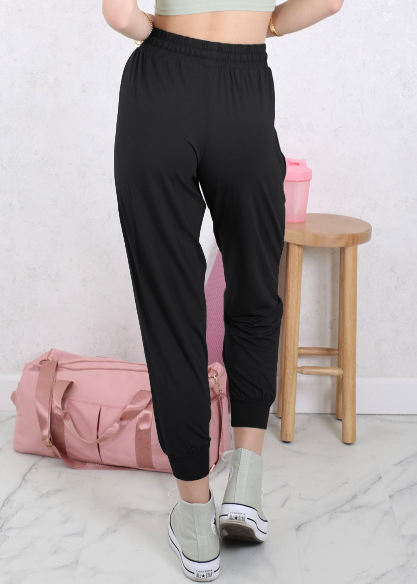 Drawstring Waist Pleated Detail Jogger