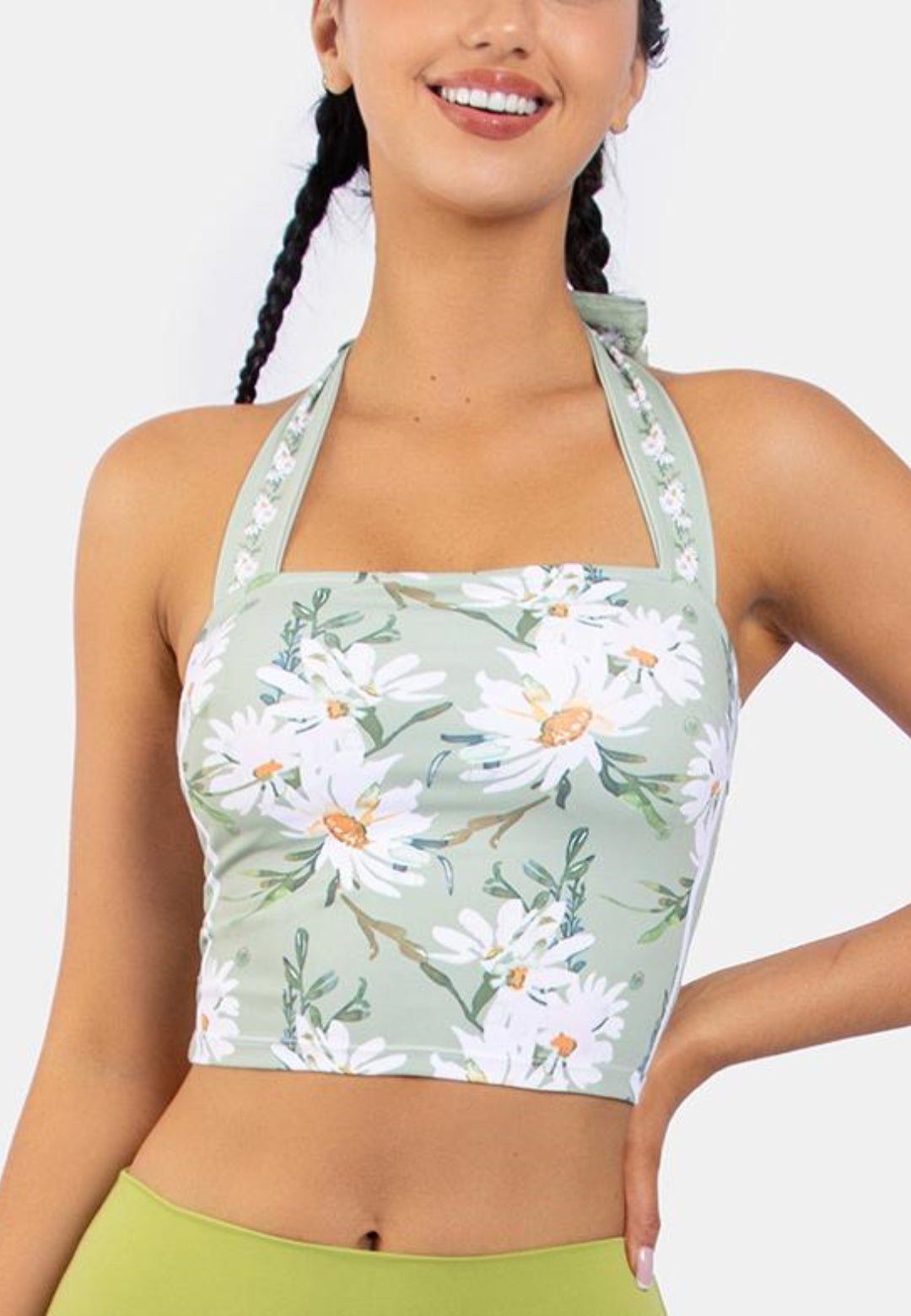 Tie Neck Floral Sports Top