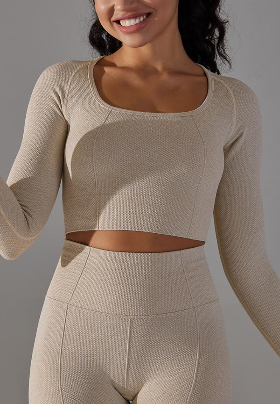 Square Neck Textured Sports Top