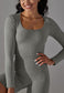 Square Neck Textured Sports Top