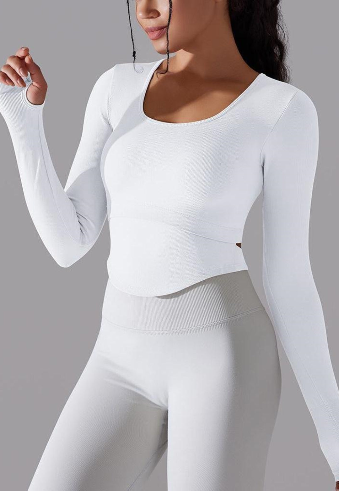 Cutout Back Curved Hem Sports Top