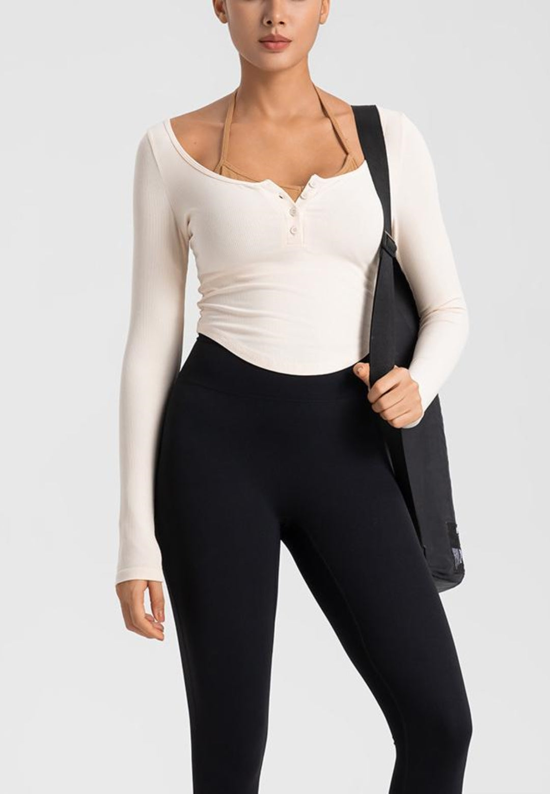 Double Layer Henley Crop Top