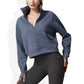 Anna-Kaci Women's Cropped Half-Zip Pullover Hoodie with Front Pocket