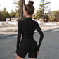 Ribbed Long Sleeve Half-Zip Activewear Top