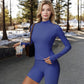 Ribbed Long Sleeve Half-Zip Activewear Top