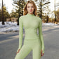 Ribbed Long Sleeve Half-Zip Activewear Top
