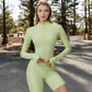 Ribbed Long Sleeve Half-Zip Activewear Top