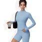 Ribbed Long Sleeve Half-Zip Activewear Top