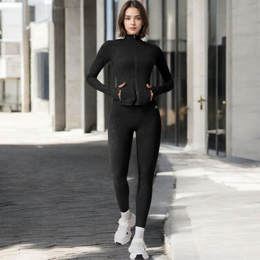 High Waist Seamless Leggings with Subtle Textured Pattern