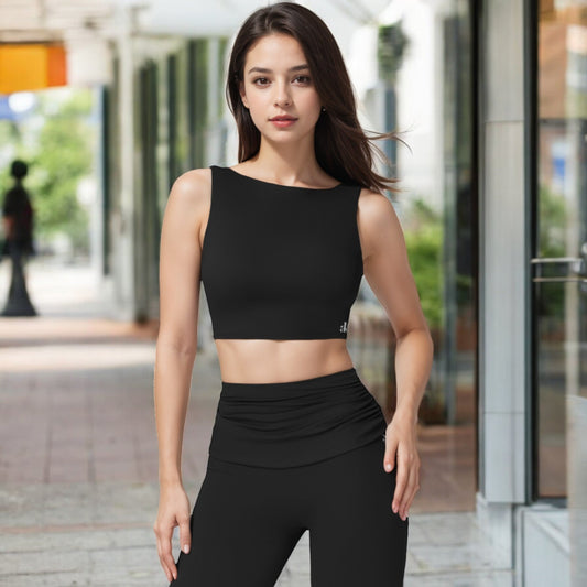 Sleeveless Crop Top with High Neckline