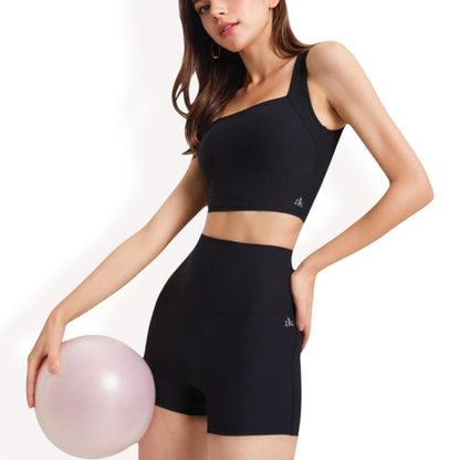 High-Waisted Ribbed Shorts with Crisscross Back Detail