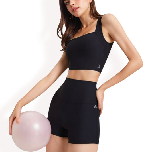 High-Waisted Ribbed Shorts with Crisscross Back Detail