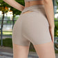 High-Waisted Ribbed Shorts with Crisscross Back Detail