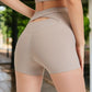 High-Waisted Ribbed Shorts with Crisscross Back Detail