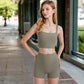 High-Waisted Ribbed Shorts with Crisscross Back Detail