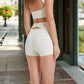 High-Waisted Ribbed Shorts with Crisscross Back Detail