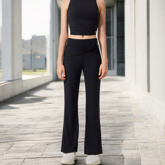 High-Waisted Flare Pants with Twist Knot Detail