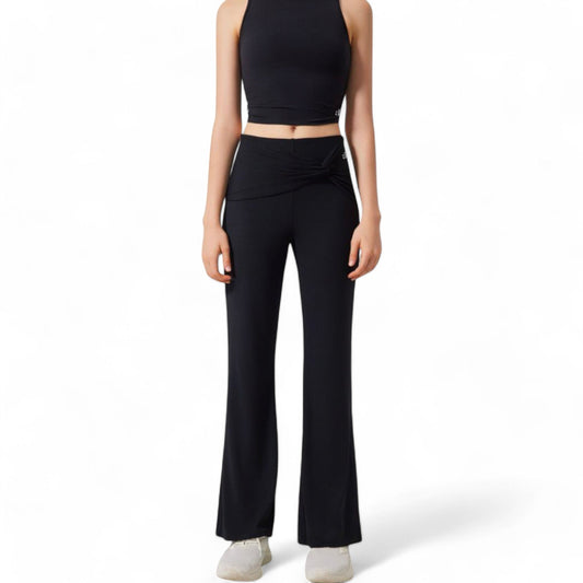 High-Waisted Flare Pants with Twist Knot Detail