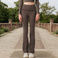 High-Waisted Flare Pants with Ruffle Waistband