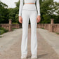 High-Waisted Flare Pants with Ruffle Waistband