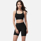 Active Women's Seamless Ribbed Sports Bra with Scoop Neck and Wide Straps