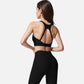 Active Women's Seamless Ribbed Sports Bra with Scoop Neck and Wide Straps
