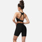 Active Women's Seamless Ribbed Sports Bra with Scoop Neck and Wide Straps