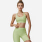 Active Women's Seamless Ribbed Sports Bra with Scoop Neck and Wide Straps