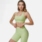 Active Women's Seamless Ribbed Sports Bra with Scoop Neck and Wide Straps