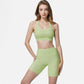 Active Women's Seamless Ribbed Sports Bra with Scoop Neck and Wide Straps
