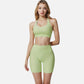 Active Women's Seamless Ribbed Sports Bra with Scoop Neck and Wide Straps