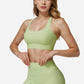 Active Women's Seamless Ribbed Sports Bra with Scoop Neck and Wide Straps