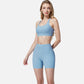 Active Women's Seamless Ribbed Sports Bra with Scoop Neck and Wide Straps