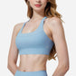 Active Women's Seamless Ribbed Sports Bra with Scoop Neck and Wide Straps